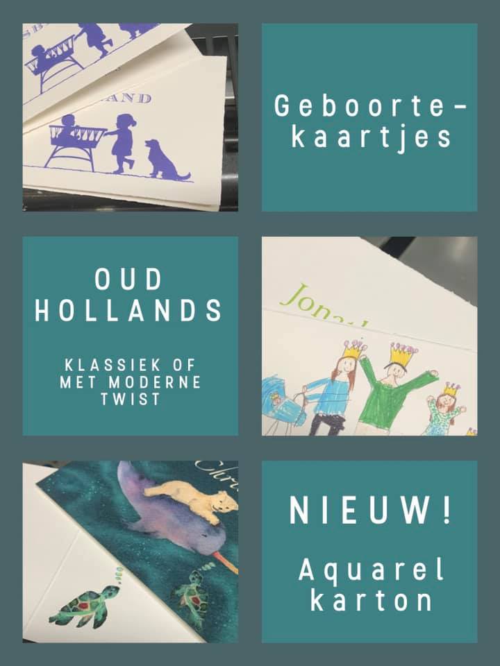 geboortekaartjes: klassiek en modern: Oud Hollands en Aquarelkarton