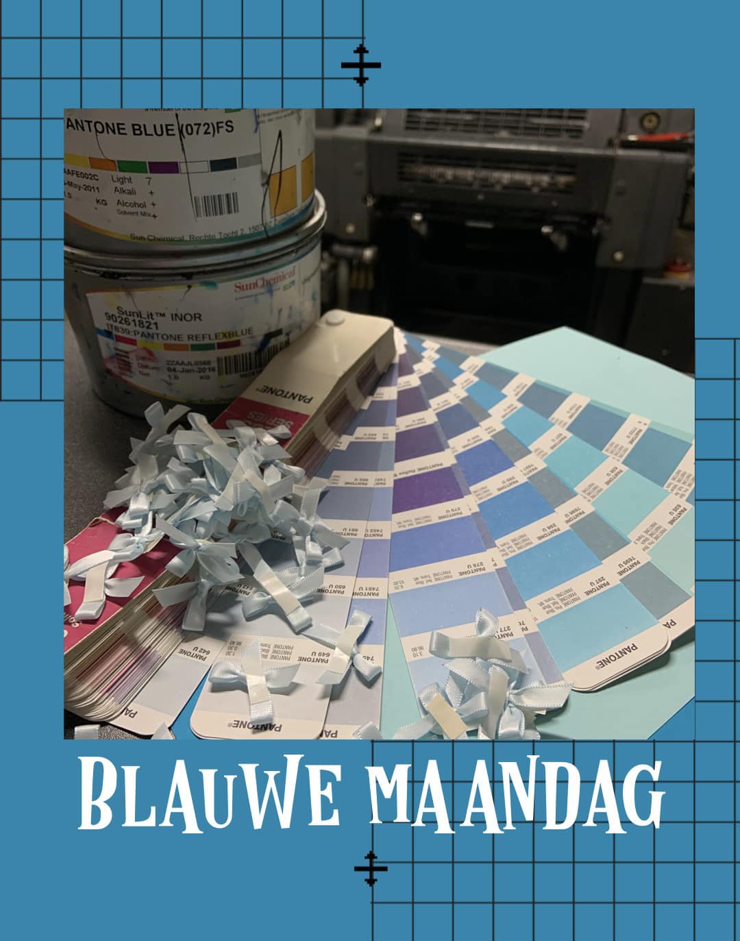 blue monday blauwe maandag 2023 digitaal print plot scan druk zwartwit kleur full colour