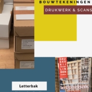 drukwerk huisstijl: briefpapier, enveloppen, visitekaartjes; scannen bouwtekeningen