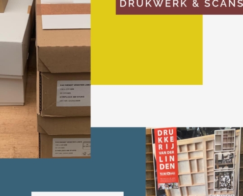 drukwerk huisstijl: briefpapier, enveloppen, visitekaartjes; scannen bouwtekeningen