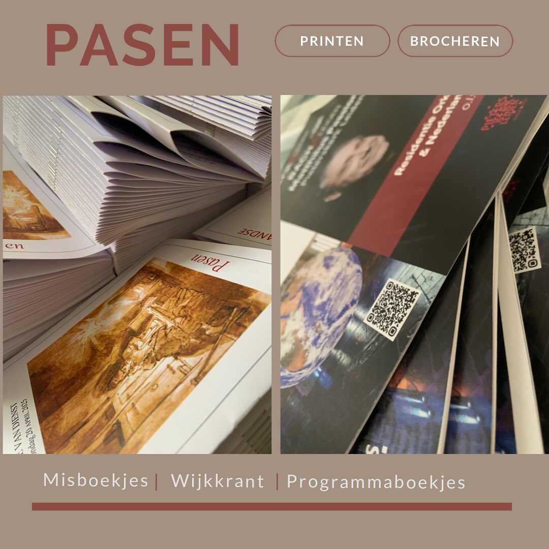 Pasen: printen brocheren programmaboekje Matthäus Passion, misboekje, wijkkrant
